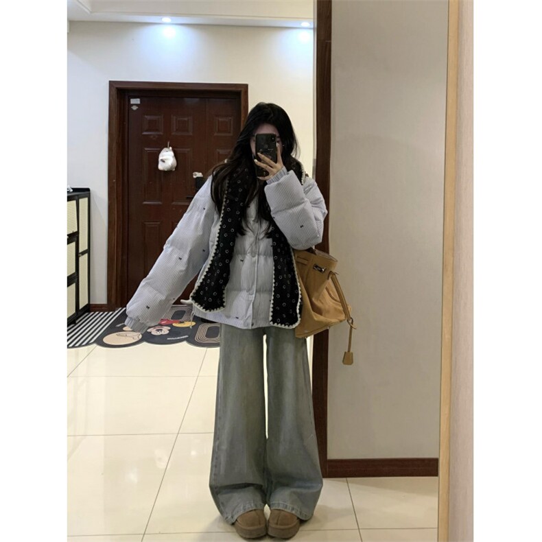 女风 条纹蝴蝶印花宽松百搭棉衣 ZM0113-P93图片
