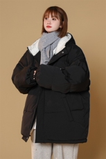MY6139/P110冬中性风连帽刺绣羊羔毛棉衣男女大码面包服棉袄外套，男装棉衣，电商A141