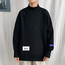 M18062-P45加绒款-P65半高领毛衣男士大码针织衫男毛线衣男，男装针织衫/毛衣，电商A040