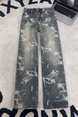 B221美式ins高街暗黑个性印花宽松直筒牛仔裤LK26630-特P46控78，男装牛仔裤，电商B221