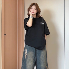 万针全刺绣工艺抖音得物高品质260克重磅纯棉双纱美式高街短袖T恤，男装T恤，电商A486-1