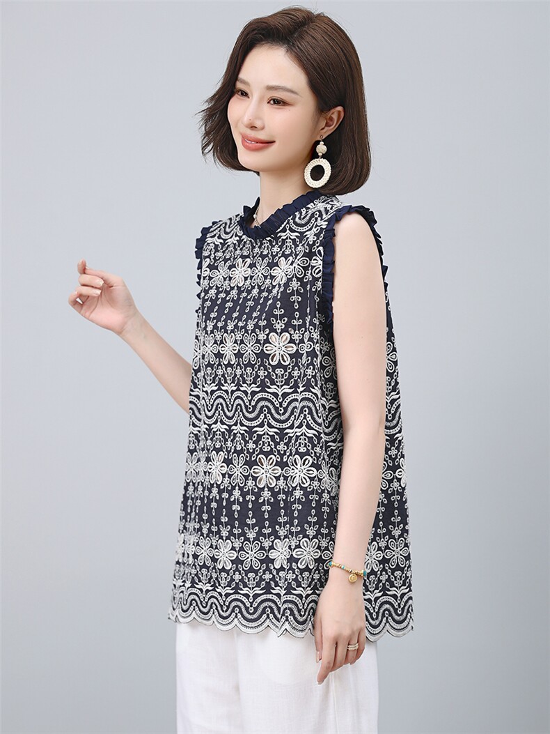 2025年夏季无袖上衣,女装T恤,小林双子