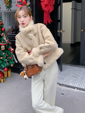 2025现货主推皮毛一体两面穿210-6396-185-K268，女装羊羔毛/颗粒绒，韩蜜菓