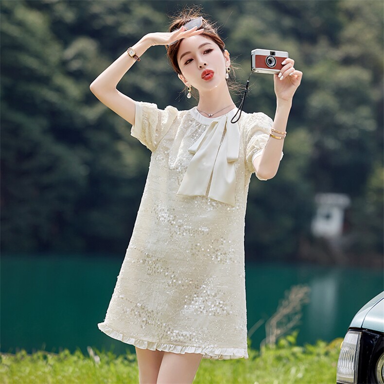 现货209-2829-P110-K178亮片连衣裙甜美夏天,女装连衣裙,韩蜜菓