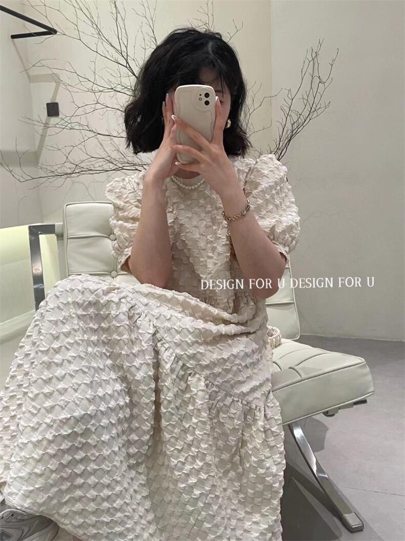 腰带韩泡泡连衣裙，女装连衣裙，欧妮卡蒂蔓