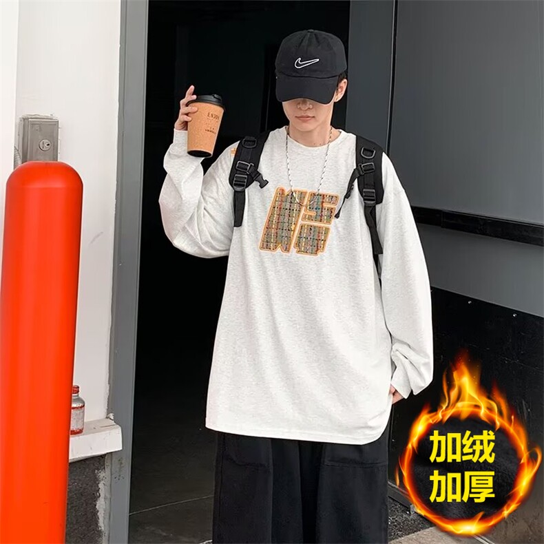 重磅卫衣男春秋季新款美式复古设计感休闲潮牌加绒长袖上衣6132图片