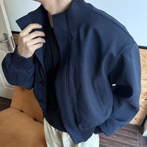 美式高街垫肩短款外套男款春秋高级感廓形立领飞行员夹克JKK21P80图片