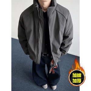 现货美式高街休闲棉衣夹克三防立领纯色户外工装加厚棉服外套图片