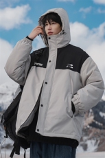 新疆山系图案印花百搭宽松休闲连帽棉服A247-MY85607特批95控158，男装棉衣，电商A247