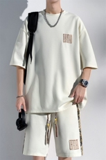 2024夏季新款光影墙大码菠萝格短袖T恤套装M-5XHQ23462-特P45，男装T恤，电商A022