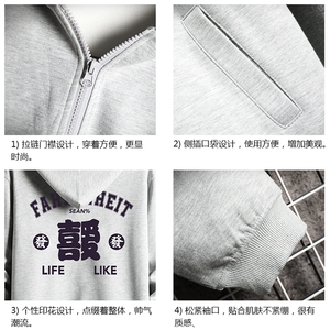 KS21256-P38连帽开衫卫衣男运动外套大码班服 网格图片