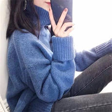 重磅高领高端优雅气质女慵懒风宽松套头针织毛衣女，女装针织衫/毛衣，半城羊绒