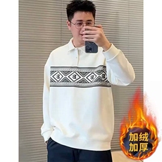 男士翻领卫衣2024冬季新款打底衫潮牌加绒厚上衣polo领长袖男春秋，男装T恤，星座506A