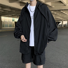 防晒套装男韩版潮流连帽痞子帅气2024夏季新款ins五分裤W4891-P62，男装牛仔裤，星座412-3