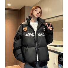 中性风冬装大领子pu软皮棉服棉衣休闲加厚外套男女G1109P128，男装棉衣，电商A339