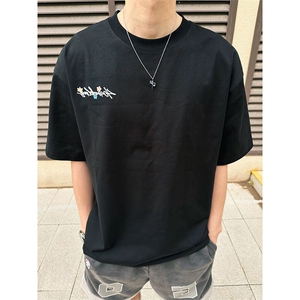 万针全刺绣工艺抖音得物高品质260克重磅纯棉双纱美式高街短袖T恤图片