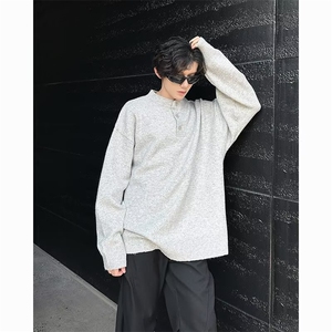 纯色亨利领纽扣休闲针织衫时尚流行打底毛衣 TC578 P45图片