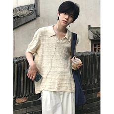 翻领polo衫男夏季休闲V领短袖T恤百搭镂空针织半袖体恤TD673，男装T恤，星座1116A（原606A-3）