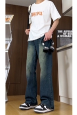 高品质现货抖音牛仔裤男宽松直筒微喇叭裤GK06-P60-限价78，男装牛仔裤，星座310A-1
