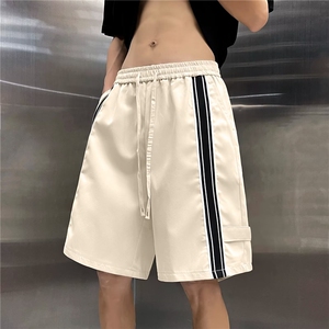 韩ins夏季宽松三杠短裤男青少年运动休闲中裤情侣阔腿五分裤子图片