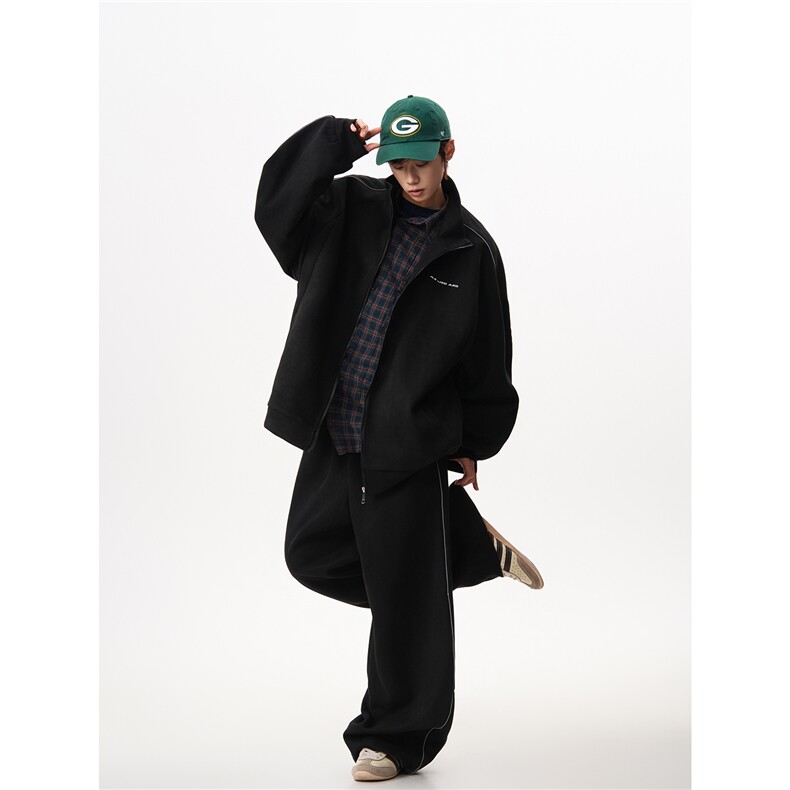 8XL-M反光条运动套装男街舞服休闲外套夹克麂皮绒裤子男TZ106P95,男装T恤,电商D206-1