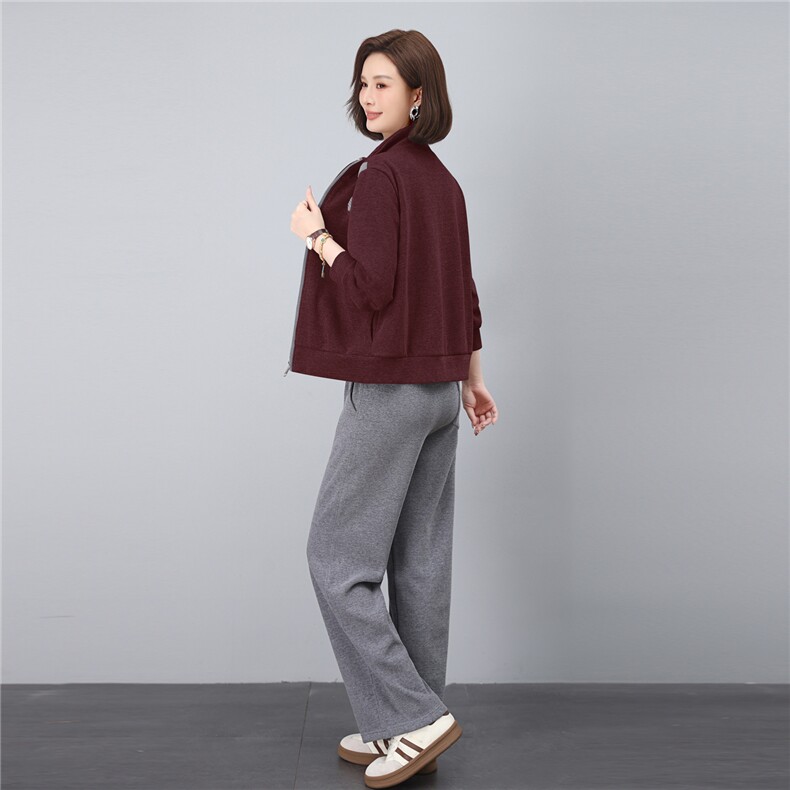 2025新款妈妈秋装休闲春秋季洋气运动服套装中老年女装外套两件套,女装套装/套裙,涵誉