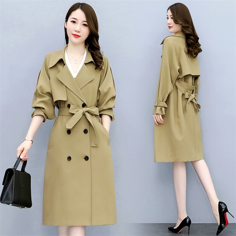 现货2023春季时尚简约大方气质优雅收腰休闲修身百搭潮流风衣外套，女装风衣，三木叶子