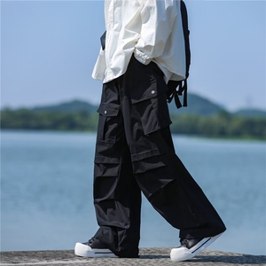 春秋季新款日系潮流户外机能工装裤男款百搭阔腿休闲裤图片