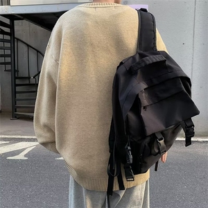港风情侣街头嘻哈拼色星星提花圆领针织衫男潮牌宽松休闲百搭毛衣图片