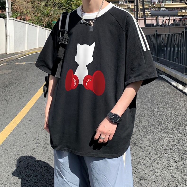 量大优供抖音视频支持得物品质配合二开美式三条杠短袖t恤ZD175,男装T恤,电商A486