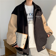 新款拼接棒球服M-3XL秋冬季2021加厚美式复古港风外套W2397-P60，男装夹克，星座512-2