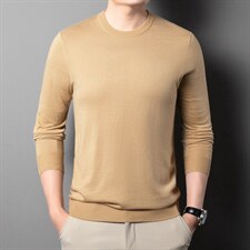 BJ13009钱塘2020-2春秋薄款中年男士圆领商务休闲纯色毛衣P52，男装针织衫/毛衣，钱塘207-2