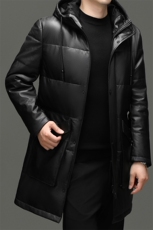 BG-X130冬季男士海宁真皮羽绒服头层牛皮风衣白鸭绒内胆百搭外套，男装风衣，电商B360A（原721A）