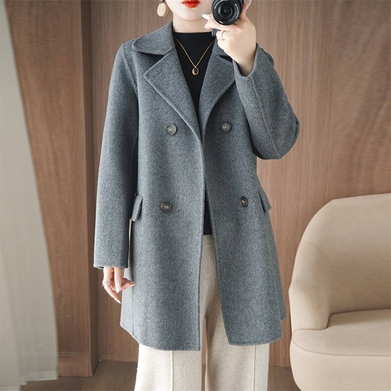2025年秋季新款百搭女士大衣，女装双面呢大衣，乾庄羊绒