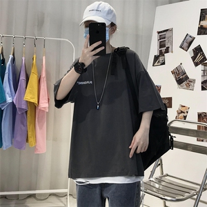 XZ115A-T06 200克纯棉男女字母印花大码S-5XL 10色T恤衫圆领半袖图片