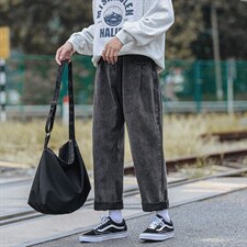 2021秋季新港风大码男休闲直筒美式大裤脚阔腿裤牛仔裤N8020-P50，男装牛仔裤，电商A001