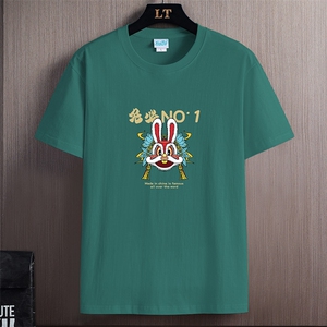 外贸大码现货2025夏季新款休闲潮流男士印花圆领短袖T恤DT198-P10图片