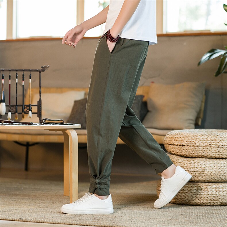 纯色盘扣束脚裤风休闲裤314-k36，男装休闲裤，星座225-1