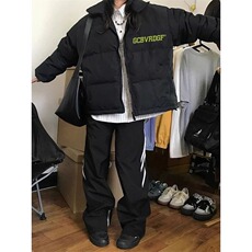 潮美式加厚保暖情侣面包服外套男女冬字母印花宽松百搭棉衣棉服，男装棉衣，星座506A