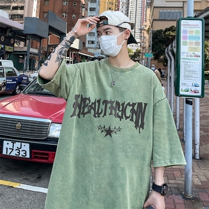 美式 创意字母印花 复古水洗做旧半袖 重磅短袖T恤 B239-1137-P38图片