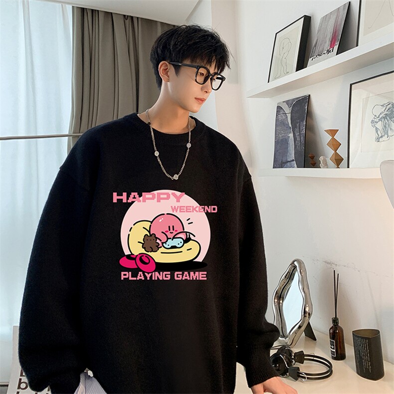 圆领毛衣男大码针织衫男毛线衣线衫M67313-P45 加绒款-P65图片