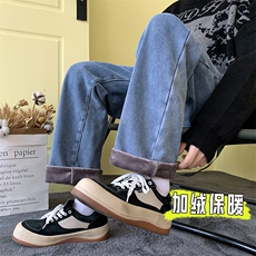 加绒加厚牛仔裤男秋冬阔腿直筒长裤A080-9291-常规P35加绒P45控68，男装牛仔裤，电商A080