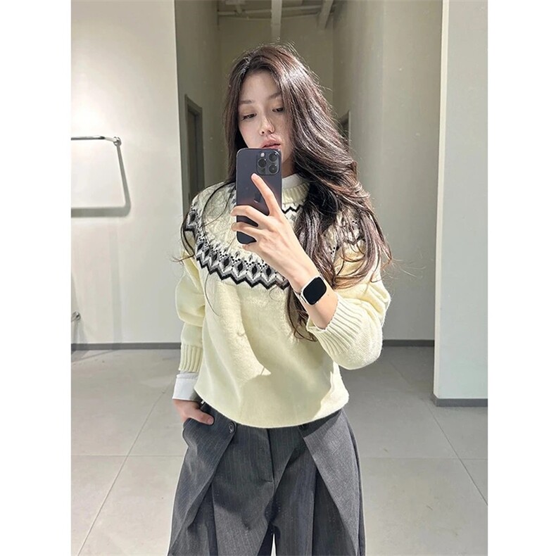 重磅秋冬装北极绒套头毛衣美式复古休闲慵懒风提花工艺针织衫外套,男装针织衫/毛衣,电商A486