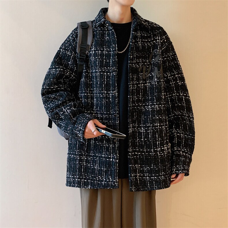 港风小香风衬衫男大码M-5XL中性情侣潮衬衫男CCS8019P45加绒P55图片
