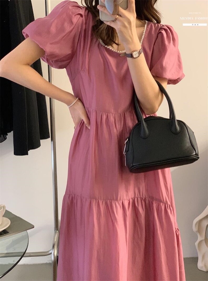 法式泡泡袖连衣裙夏季设计感众温柔高级感初恋裙子,女装连衣裙,香丽迪1
