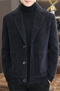 秋冬新款主推西装领毛呢大衣短款夹克外套上衣男D73P155控238图片