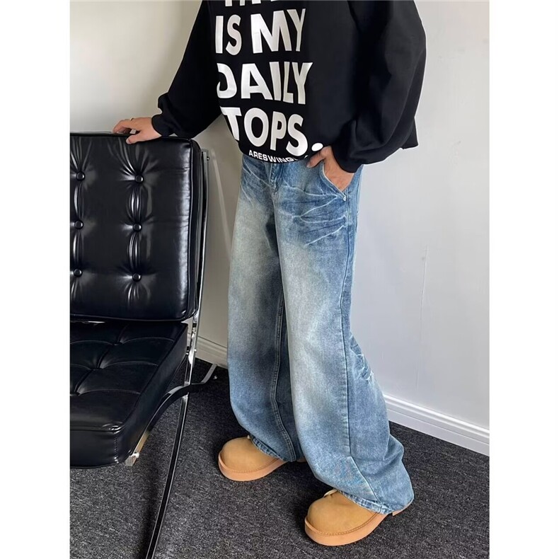 牛仔裤男士韩版潮流高街帅气做旧2024秋冬ins新款长裤RK2272-P47，男装牛仔裤，星座412-3