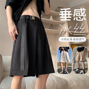 8XL-M 超大码冰丝短裤男ins潮流纯色西装裤五分裤DK1505P40控58图片