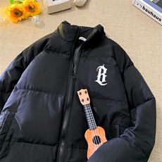 A334-M06-88简约字母B字印花男女加厚立领加厚棉服外套控98，男装棉衣，电商B339(原A334）