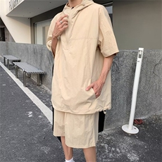 夏季新款连帽短袖短裤两件套宽松百搭运动套装男现货W8240-P56，男装牛仔裤，星座512-4
